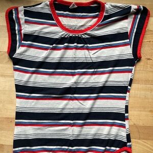 Women's Striped Short Sleeve Tee - Red, Blue, White
